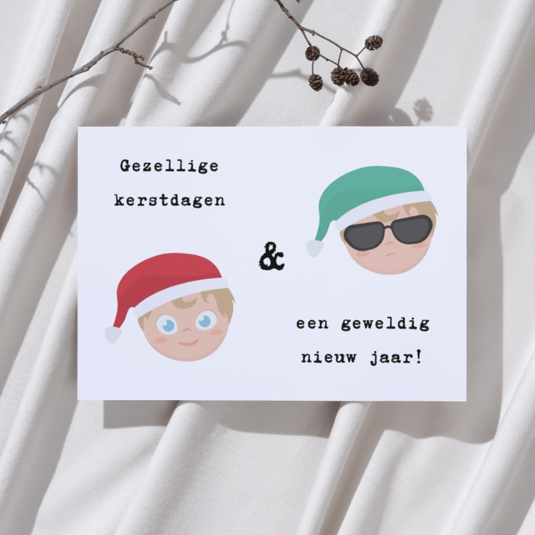 'Gezellige kerstdagen en een geweldig nieuw jaar!’ – Jongens Ansichtkaart
