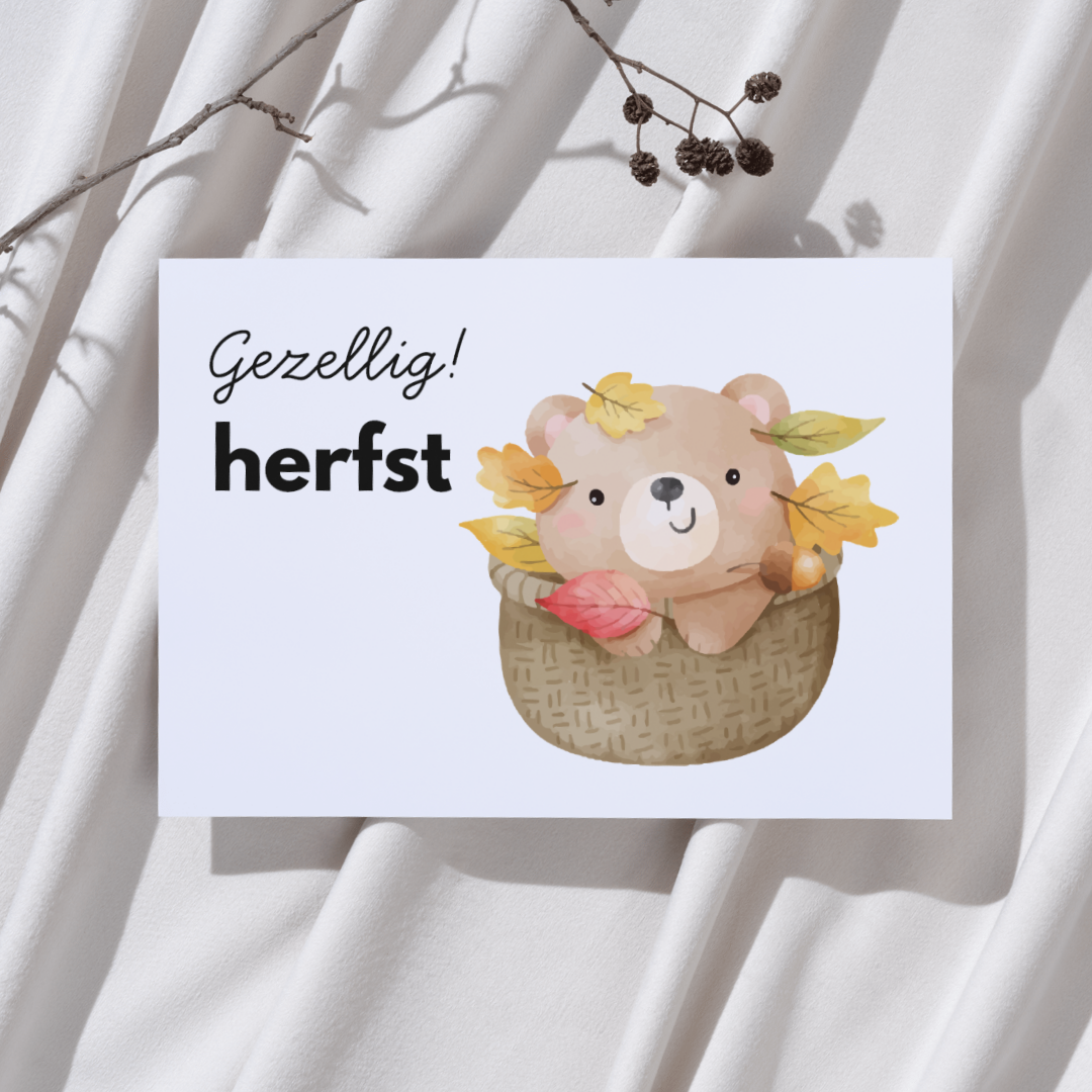 'Gezellig! herfst' Beertje - Ansichtkaart
