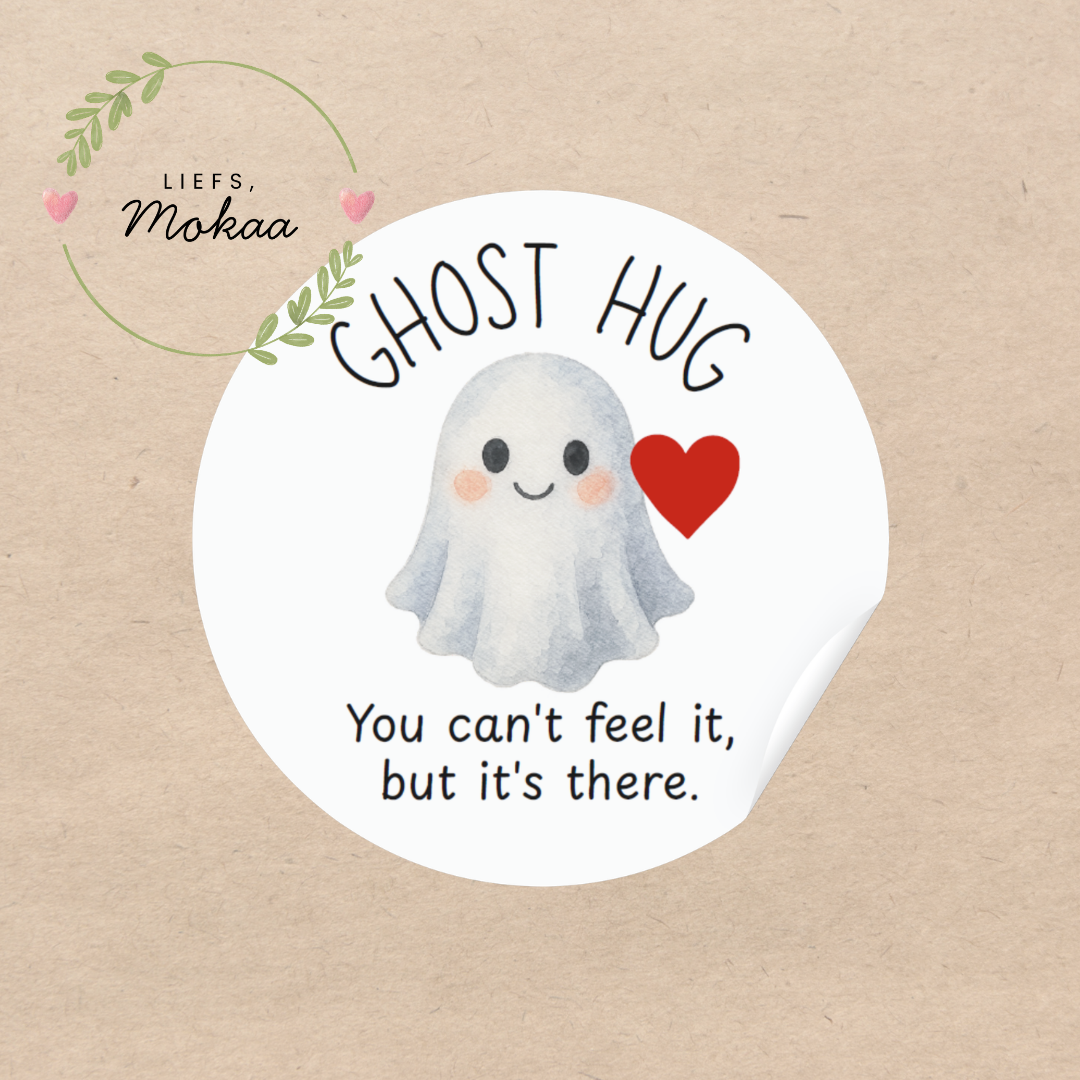 'GHOST HUG You can't feel it but it's there' Spookje - Set van 10 Stickers