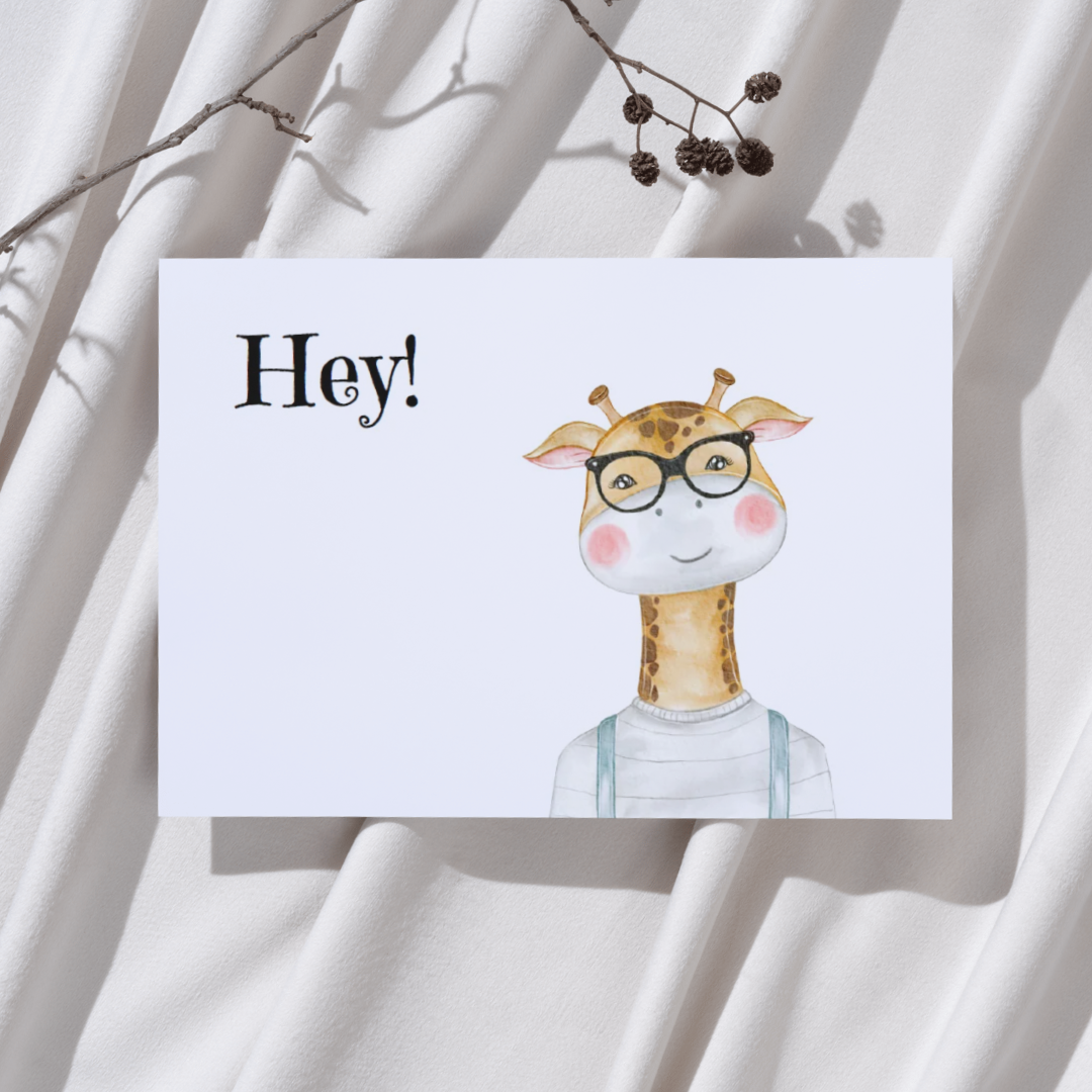 'Hey!’ – Giraffe Ansichtkaart