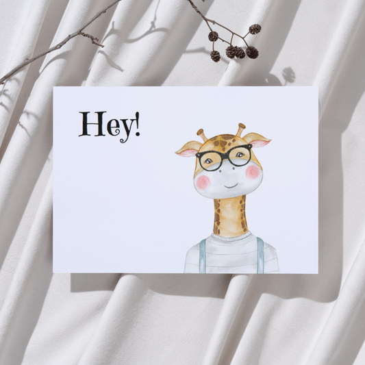'Hey!’ – Giraffe Ansichtkaart
