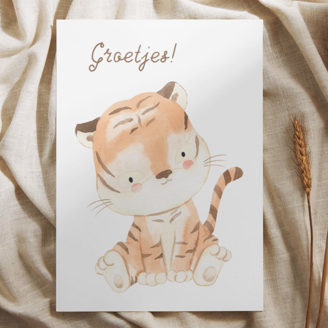 'Groetjes!’ – Tijger Ansichtkaart