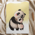 Grote panda knuffelt kleine panda - Ansichtkaart