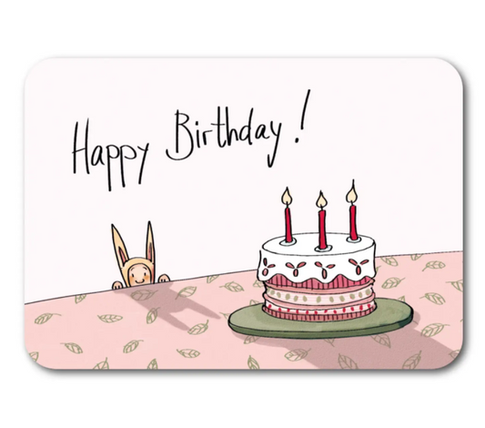 'Happy birthday!’ Taart – Konijn Ansichtkaart