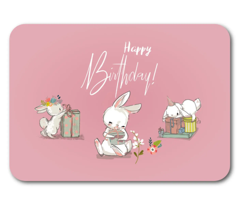 'Happy birthday!’ Konijntjes – Ansichtkaart