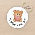 'Hartje voor jou' Beertje - Set van 10 Stickers