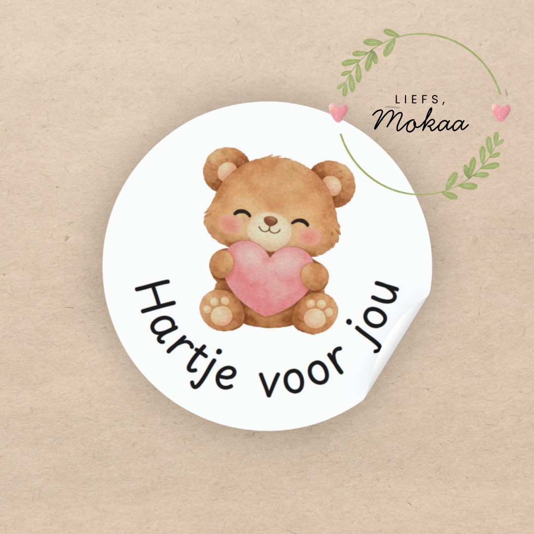 'Hartje voor jou' Beertje - Set van 10 Stickers