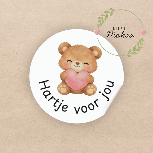 'Hartje voor jou' Beertje - Set van 10 Stickers