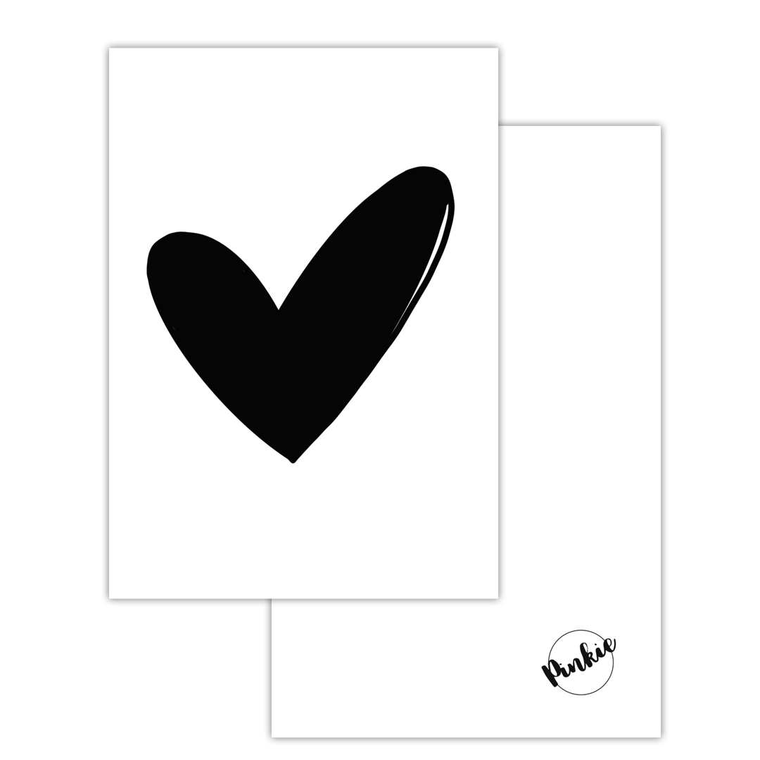 Zwart hartje op wit - Klein kaartje