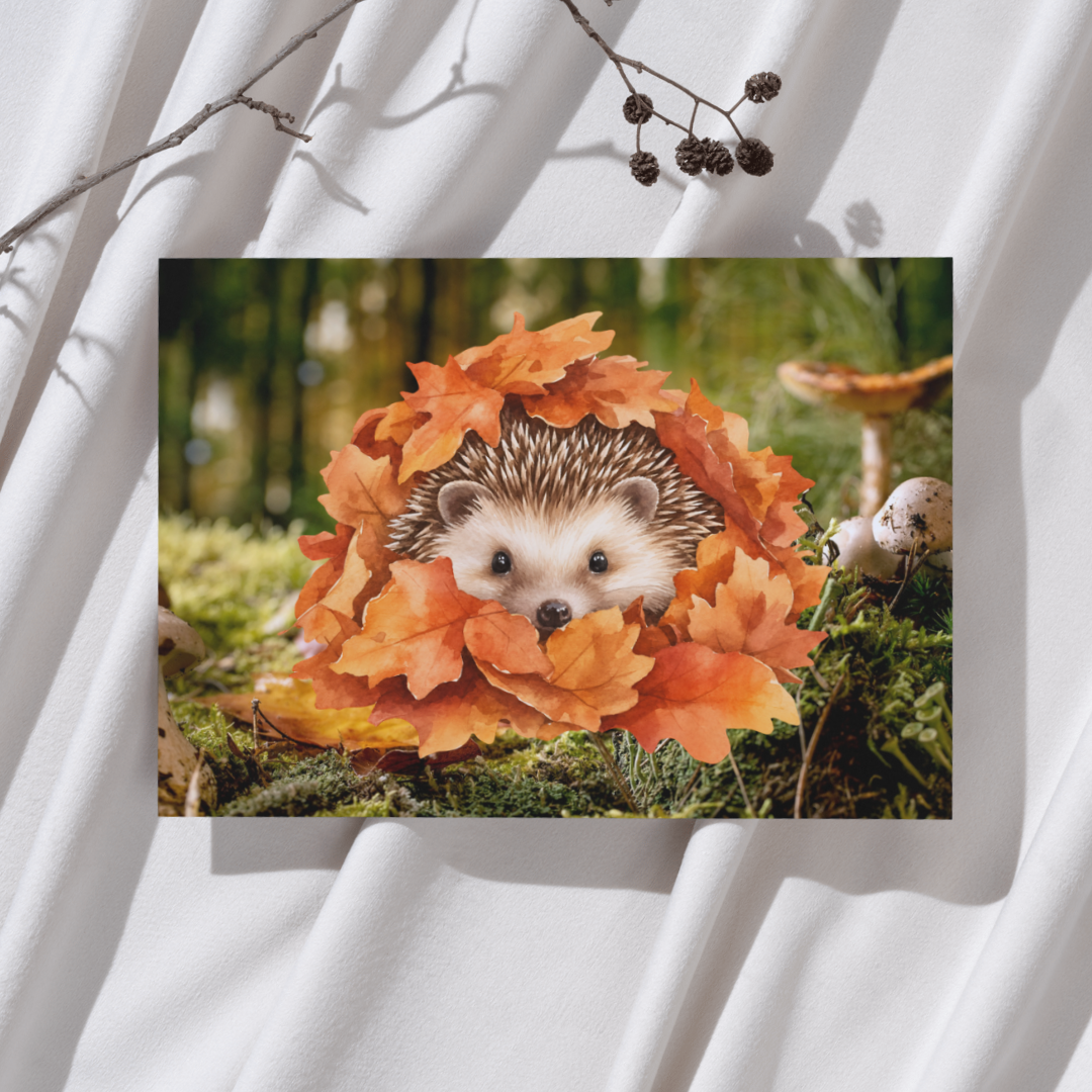 Egel in Herfst Bos - Ansichtkaart