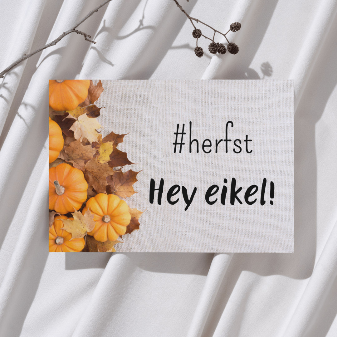 'Herfst; Hey eikel!’ – Herfst Ansichtkaart