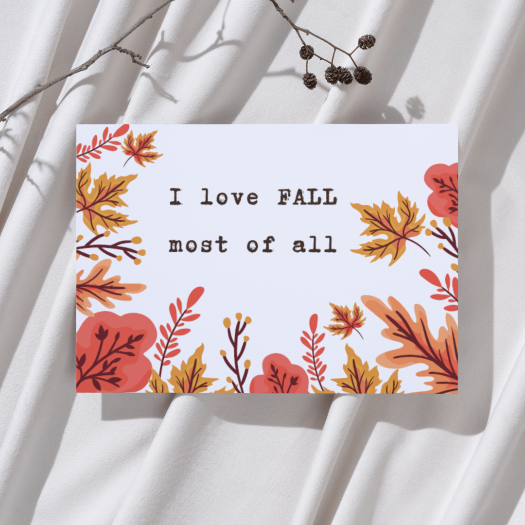'I love fall most of all' - Herfst Ansichtkaart