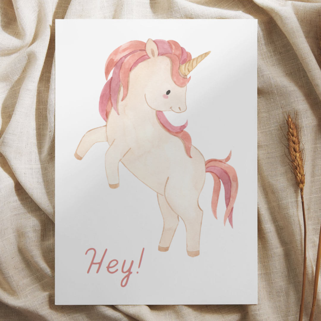 'Hey!’ – Eenhoorn Ansichtkaart