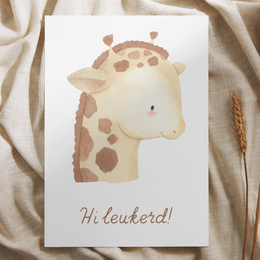 'Hi leukerd!' - Giraffe Ansichtkaart
