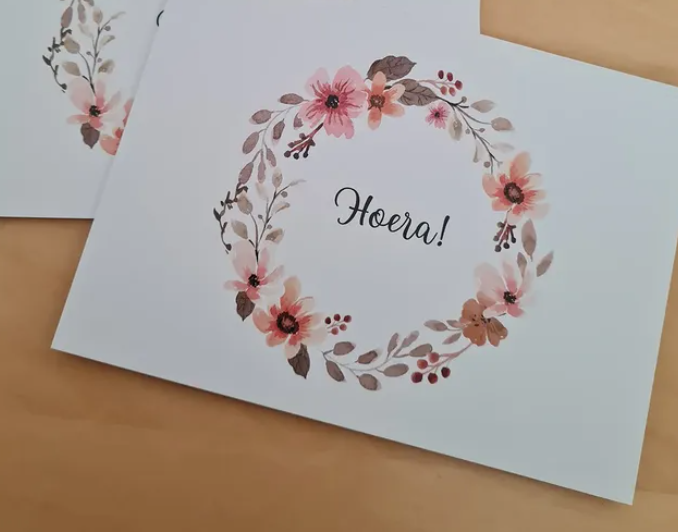 'Hoera!' - Ansichtkaart