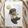 'Hoera!' Beertje met ballon - Ansichtkaart
