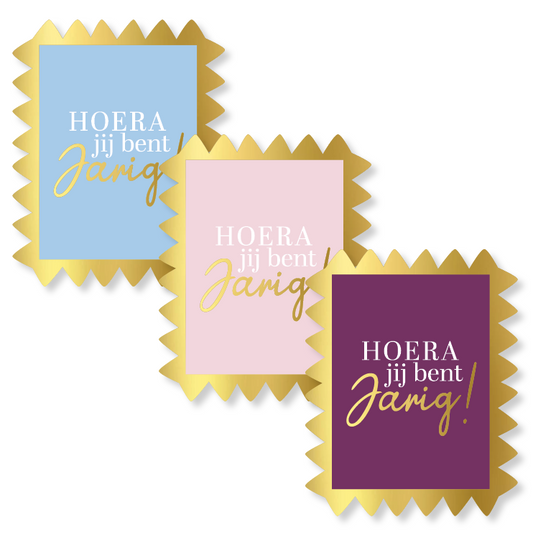 'Hoera jij bent jarig!' Postzegel - Set van 9 Stickers