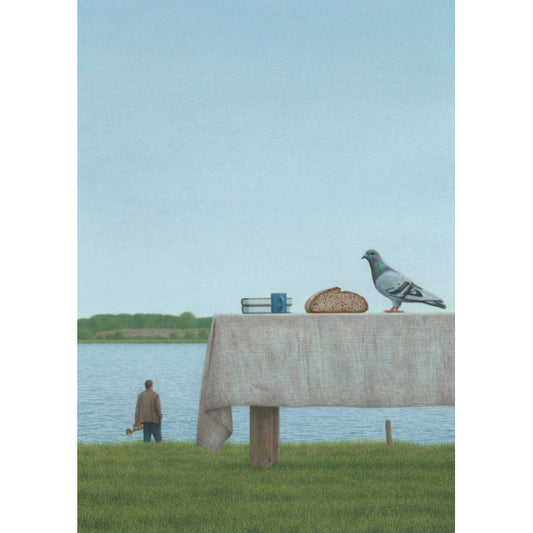 Duif op Tafel - Surrealistisch Ansichtkaart