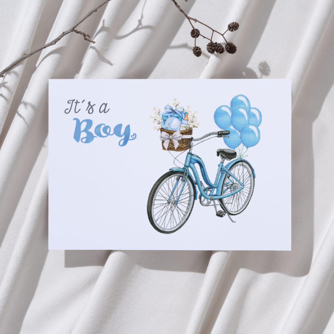 'It’s a boy’ – Fiets Ansichtkaart