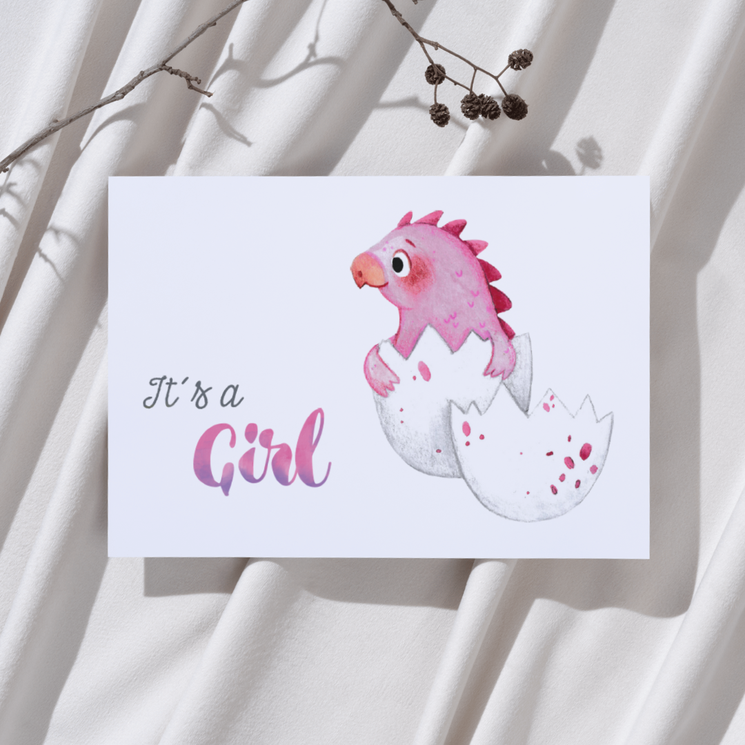 'It’s a girl’ – Dino Ei Ansichtkaart