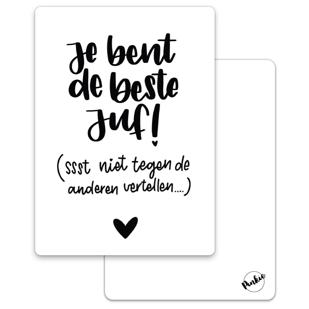 'Je bent de beste juf' - Mini kaartje