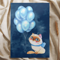 Kat met ballonnen - Ansichtkaart