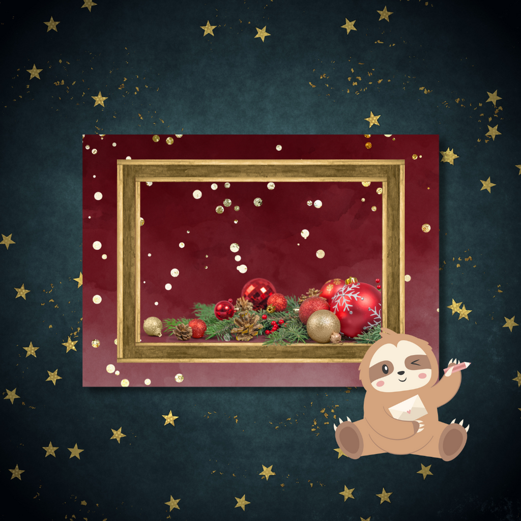 Lijst met Rode Kerstdingen – Ansichtkaart