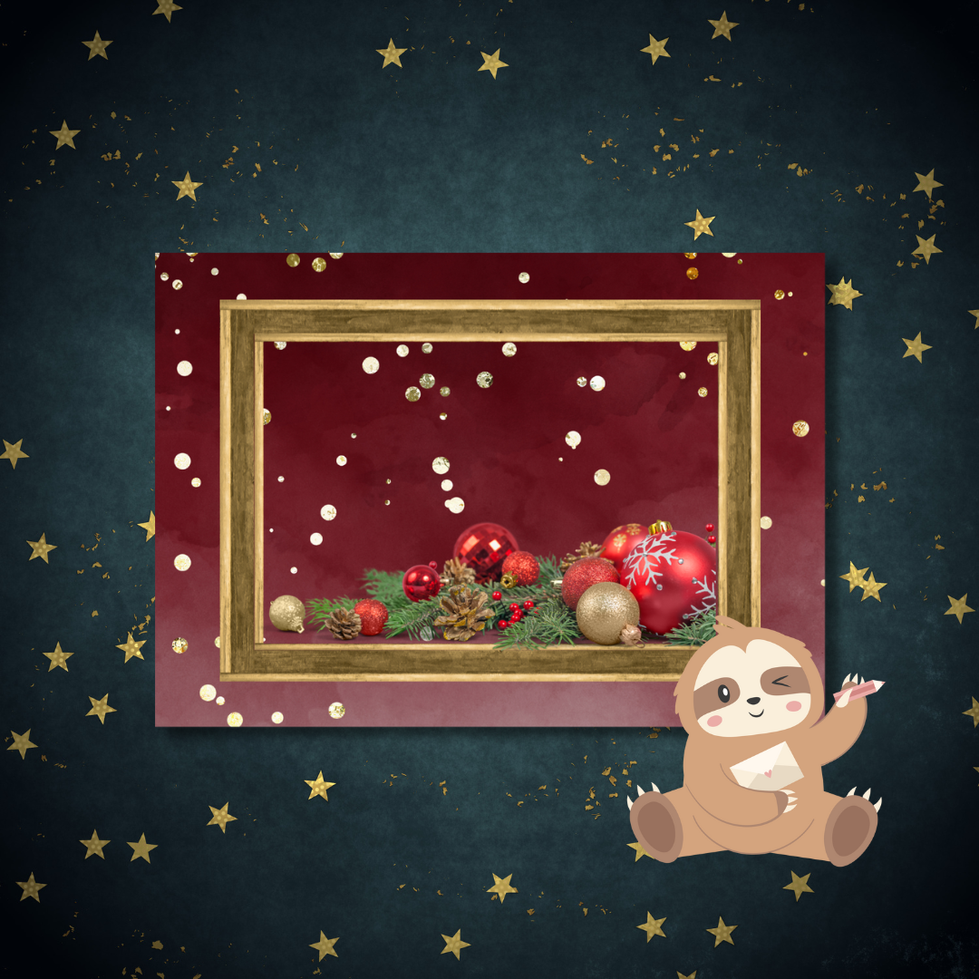 Lijst met Rode Kerstdingen – Ansichtkaart