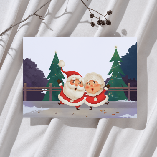 Kerstman en kerstvrouw – Ansichtkaart