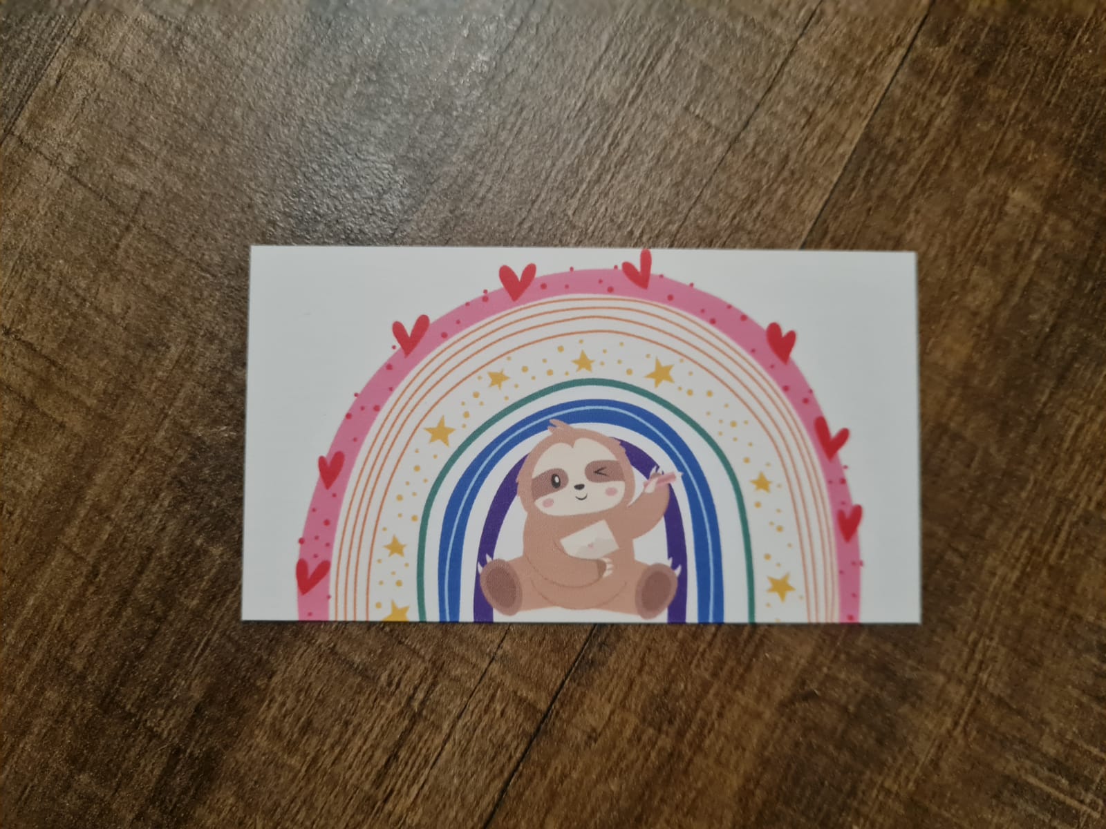 Luiaard en regenboog - Minikaartje