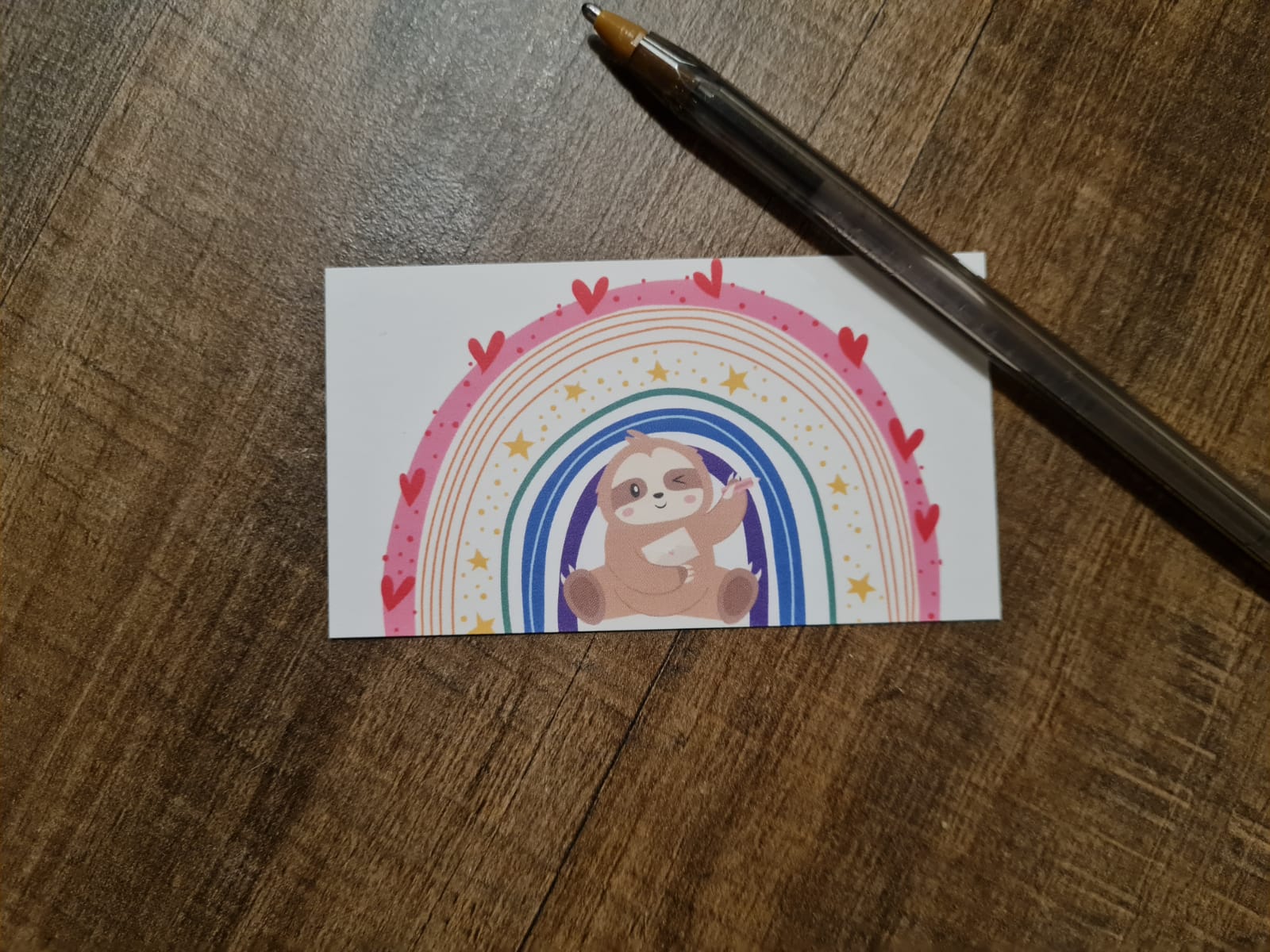 Luiaard en regenboog - Minikaartje