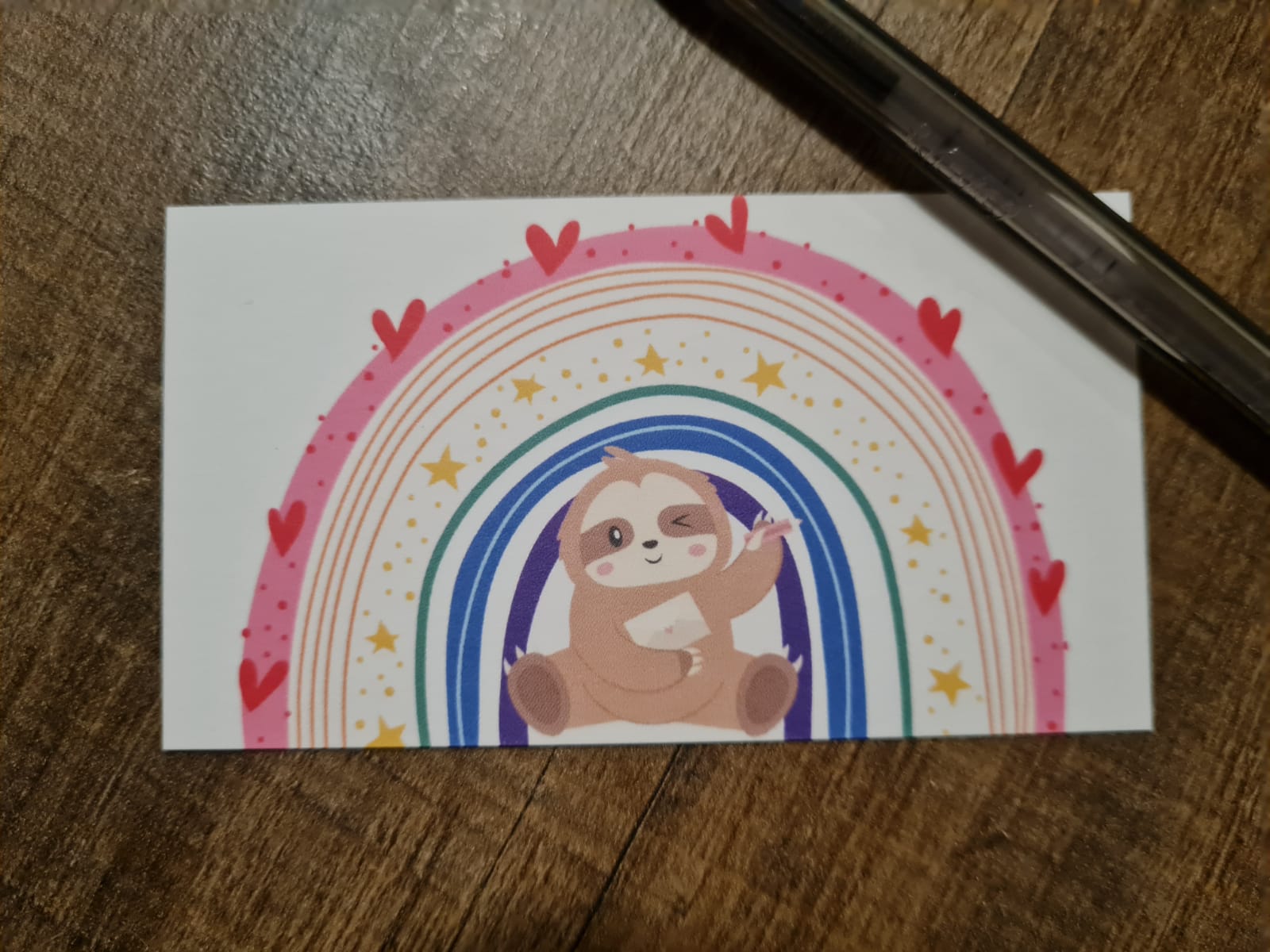 Luiaard en regenboog - Minikaartje