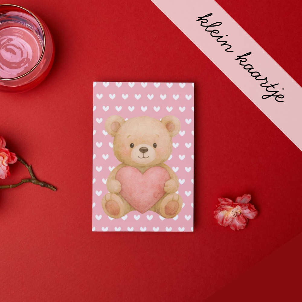 Beertje Liefde Roze - Klein Kaartje