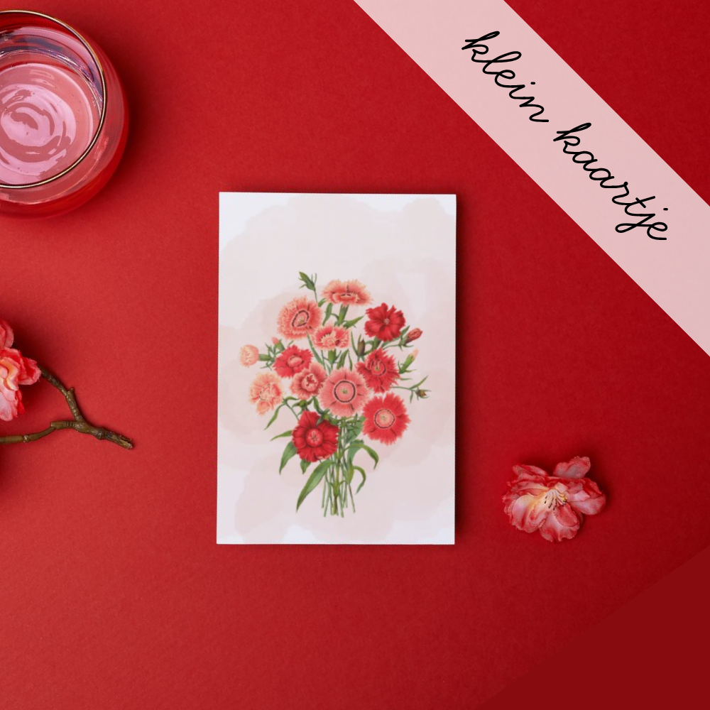Bosje Bloemen Rood Roze - Klein Kaartje