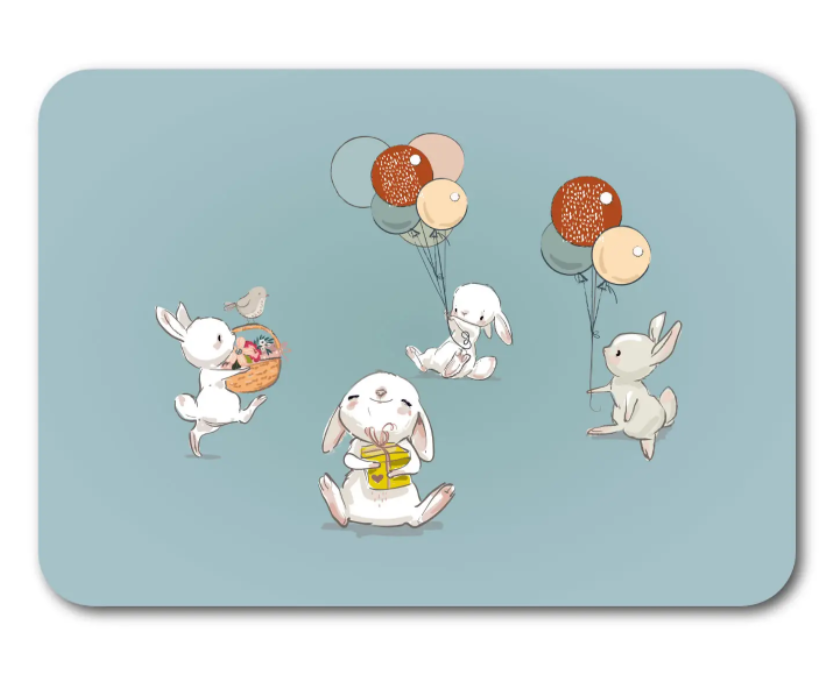Konijntjes met ballonnen – Ansichtkaart