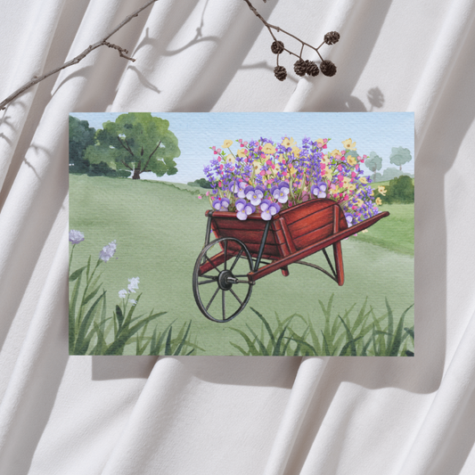 Kruiwagen vol Bloemen – Ansichtkaart