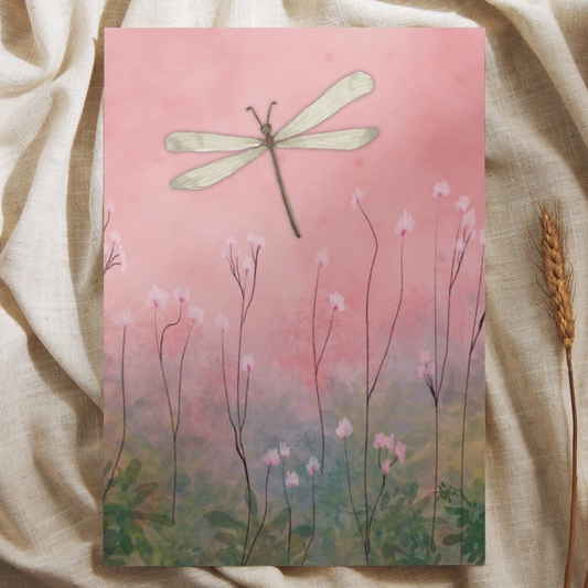 Libelle en Bloemen - Ansichtkaart
