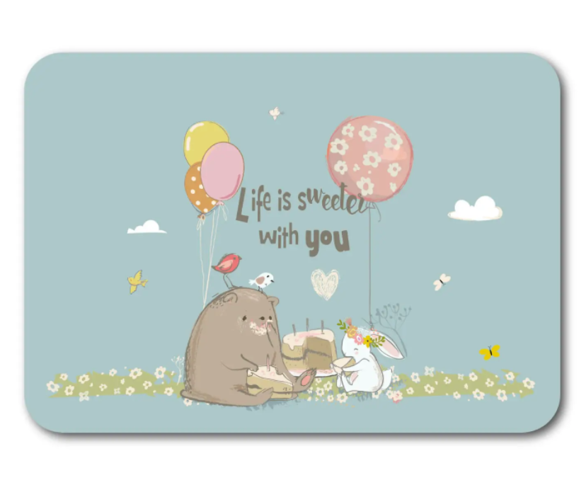 'Life is sweeter with you’ – Diertjes Ansichtkaart