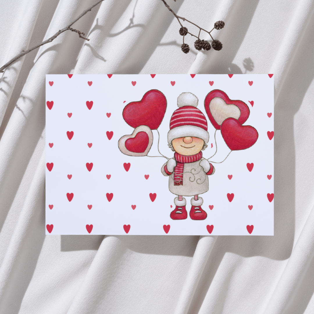 Mannetje met Ballonnen – Liefde Ansichtkaart