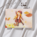 Vrouw met Eekhoorntje Herfst - Ansichtkaart