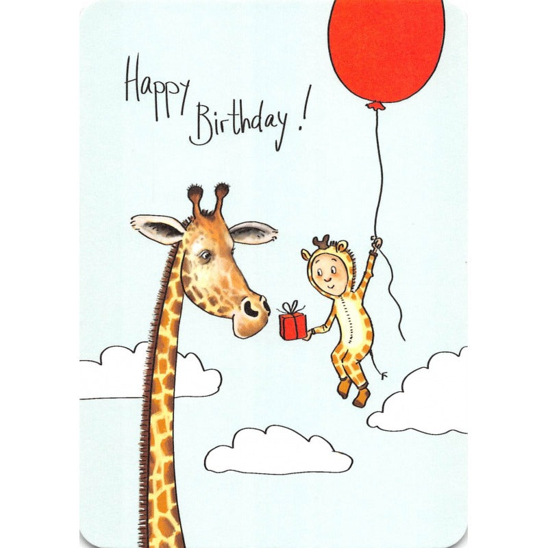 'Happy birthday!’ Giraffe Kind – Ansichtkaart