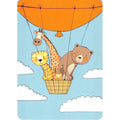 Dieren in luchtballon – Ansichtkaart