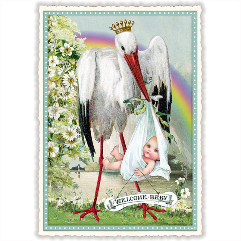 'Welcome baby’ – Ooievaar Ansichtkaart