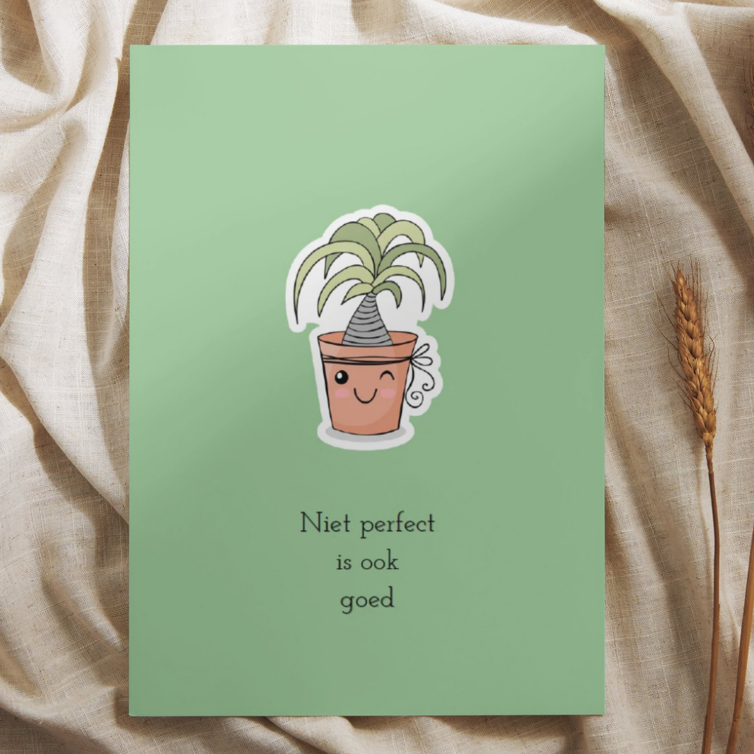'Niet perfect is ook goed’ Plantje – Quote Ansichtkaart