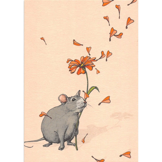 Rat met Bloem – Ansichtkaart