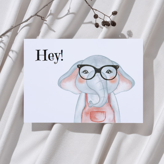 'Hey!’ Olifant met Bril – Ansichtkaart