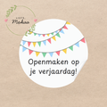 'Openmaken op je verjaardag!' - Set van 10 Stickers