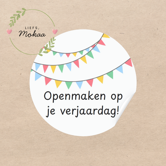 'Openmaken op je verjaardag!' - Set van 10 Stickers