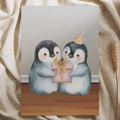 Pinguïns geven Cadeau - Ansichtkaart
