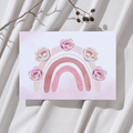 Regenboog met bloemen - Roze Ansichtkaart